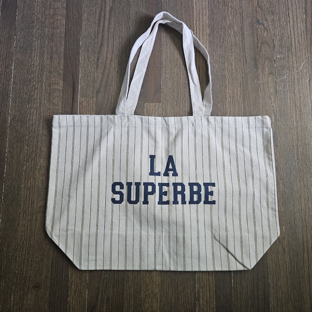 Sezane La Superbe Striped Canvas Tote Bag
